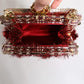 Red Gold Chain VANDA Tinsel Crystals Evening Clutch Bag