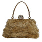 Gold Vanda Chain Strap Tinsel Crystal Evening Clutch Bag
