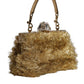 Gold Vanda Chain Strap Tinsel Crystal Evening Clutch Bag