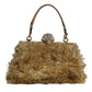 Gold Vanda Chain Strap Tinsel Crystal Evening Clutch Bag