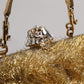 Gold Vanda Chain Strap Tinsel Crystal Evening Clutch Bag