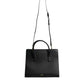 Black Large Leather Top Handle Shoulder Crossbody Bag
