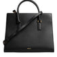 Black Large Leather Top Handle Shoulder Crossbody Bag