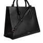 Black Large Leather Top Handle Shoulder Crossbody Bag