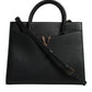 Black Large Leather Top Handle Shoulder Crossbody Bag