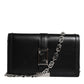 Black Calfskin Leather Chain Strap Shoulder Crossbody Bag