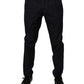Dark Blue Cotton Tapered Formal Pants