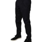 Dark Blue Cotton Tapered Formal Pants