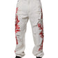 White Corals Tattered Straight Denim Jeans