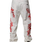 White Corals Tattered Straight Denim Jeans
