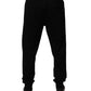 Black Cotton Mid Waist Jogger Sweatpants Pants