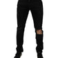 Black Ripped Cotton Skinny Men Denim Jeans