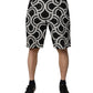 Black White Linen Bermuda Shorts