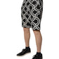 Black White Linen Bermuda Shorts