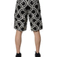 Black White Linen Bermuda Shorts