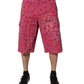 Pink Cherry Print Cargo Cotton Shorts