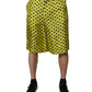 Green Silk Heart Print Bermuda Shorts