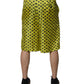 Green Silk Heart Print Bermuda Shorts