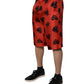 Orange Silk Heart Print Bermuda Shorts