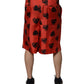 Orange Silk Heart Print Bermuda Shorts