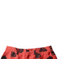 Orange Silk Heart Print Bermuda Shorts