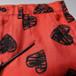 Orange Silk Heart Print Bermuda Shorts