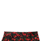 Black Red Cherry Print Bermuda Cotton Shorts