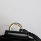 Black Leather Strap Gold Metal Logo Plaque Airpods Case