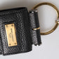 Black Leather Strap Gold Metal Logo Plaque Airpods Case