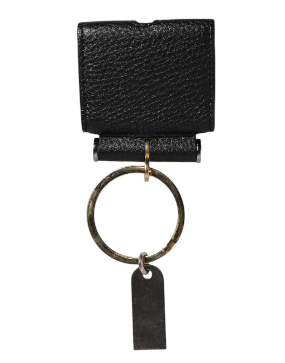Black Leather Strap Gold Metal Logo Plaque Airpods Case