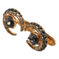 Brass Gold Black Crystal Luna Cufflink