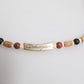 Black Gold Wooden Beaded Logo Pendant Necklace