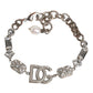 Silver Brass Crystal DG Logo Charm Embellished Bracelet