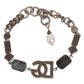Silver Brass Crystal DG Logo Charm Embellished Bracelet