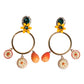 Multicolor Round Crystal Clip Dangling Jewelry Earrings