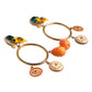 Multicolor Round Crystal Clip Dangling Jewelry Earrings