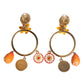 Multicolor Round Crystal Clip Dangling Jewelry Earrings