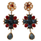 Gold Tone Crystal Rhinestone Embellish Dangling Earrings