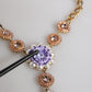 Gold Brass Floral Crystals Pearl Embellished Necklace