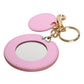 Pink Calf Leather Gold Metal Logo Print Keyring Keychain