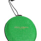 Green Calfskin Leather Round Logo Hand Mirror Holder