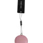 Pink Calfskin Leather Round Logo Hand Mirror Holder