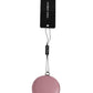 Pink Calfskin Leather Round Logo Hand Mirror Holder