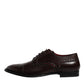 Maroon Calfskin Leather Derby Men Dress Shoes