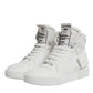 White Leather High Top Sneakers Shoes