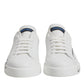 White Blue Leather Logo Low Top Sneakers Shoes