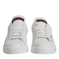White Red Leather Logo Low Top Sneakers Shoes