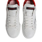 White Red Leather Logo Low Top Sneakers Shoes