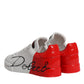 White Red Leather Logo Low Top Sneakers Shoes