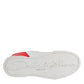 White Red Leather Logo Low Top Sneakers Shoes